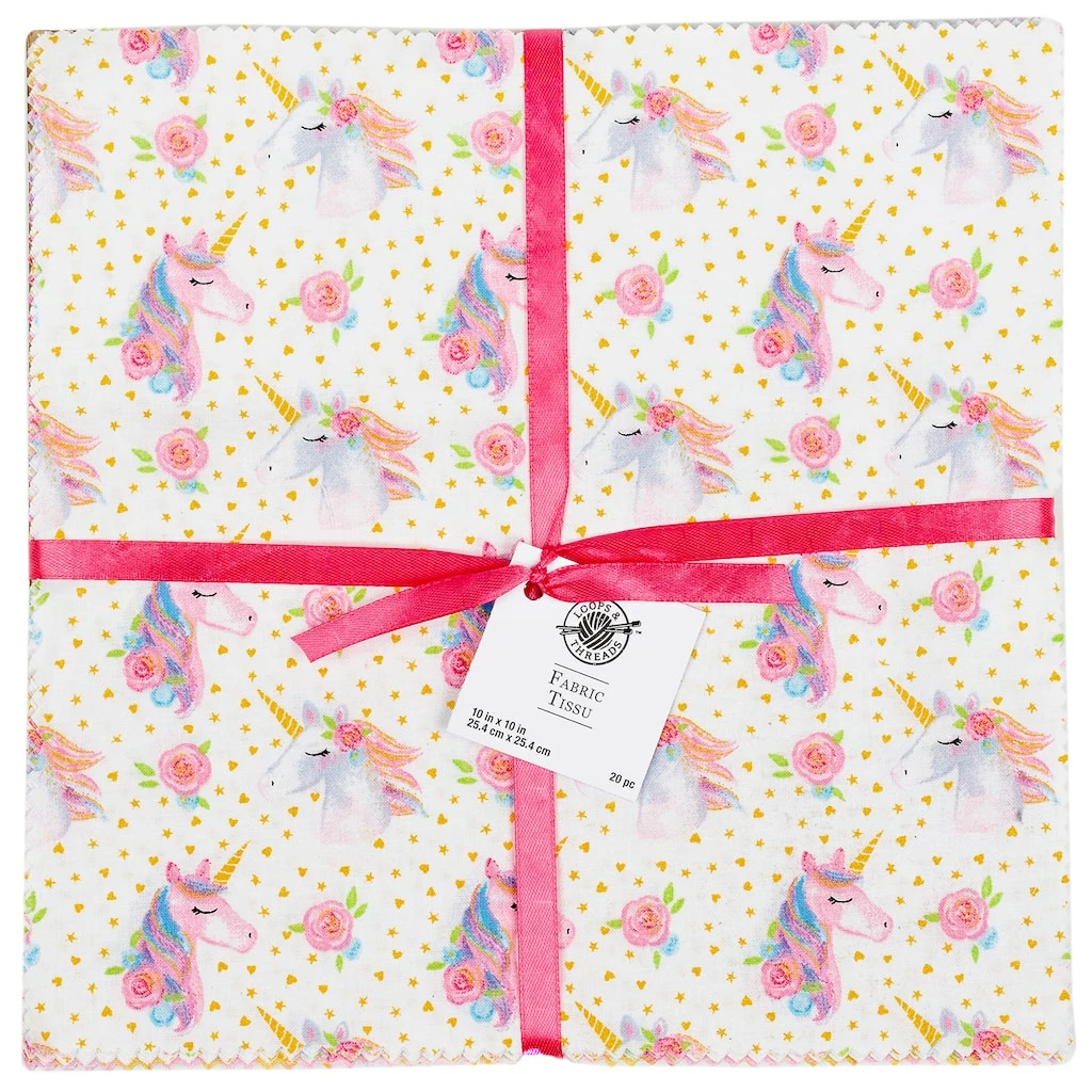 New 🤩 Unicorn Cotton Fabric Squares by Loops & Threads™ ❤️