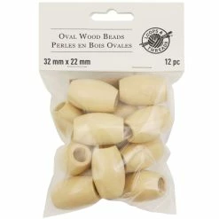 Flash Sale 🛒 Natural Wood Oval Beads by Loops & Threads®, 32mm ✨
