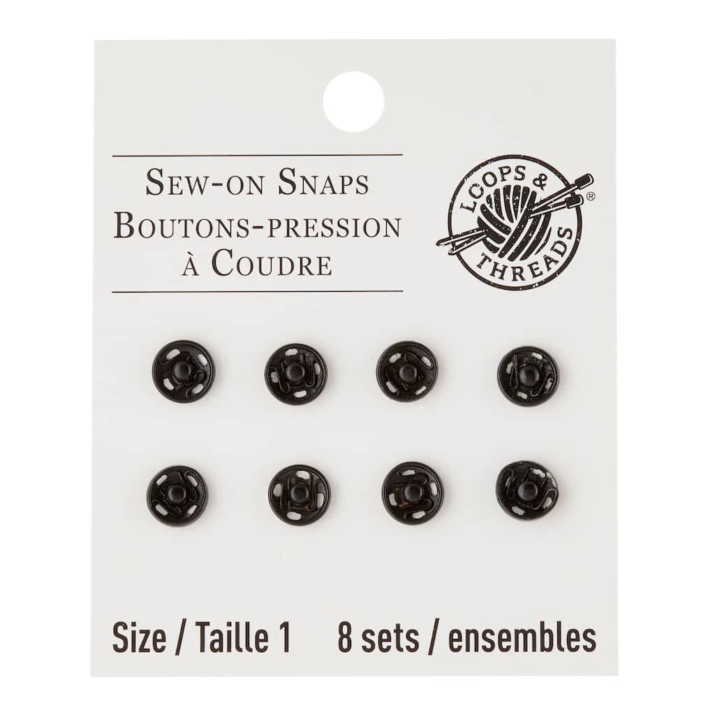 Discount ⌛ 12 Packs: 8 ct. (96 total) Black Sew-On Snaps by Loops & Threads™ ❤️