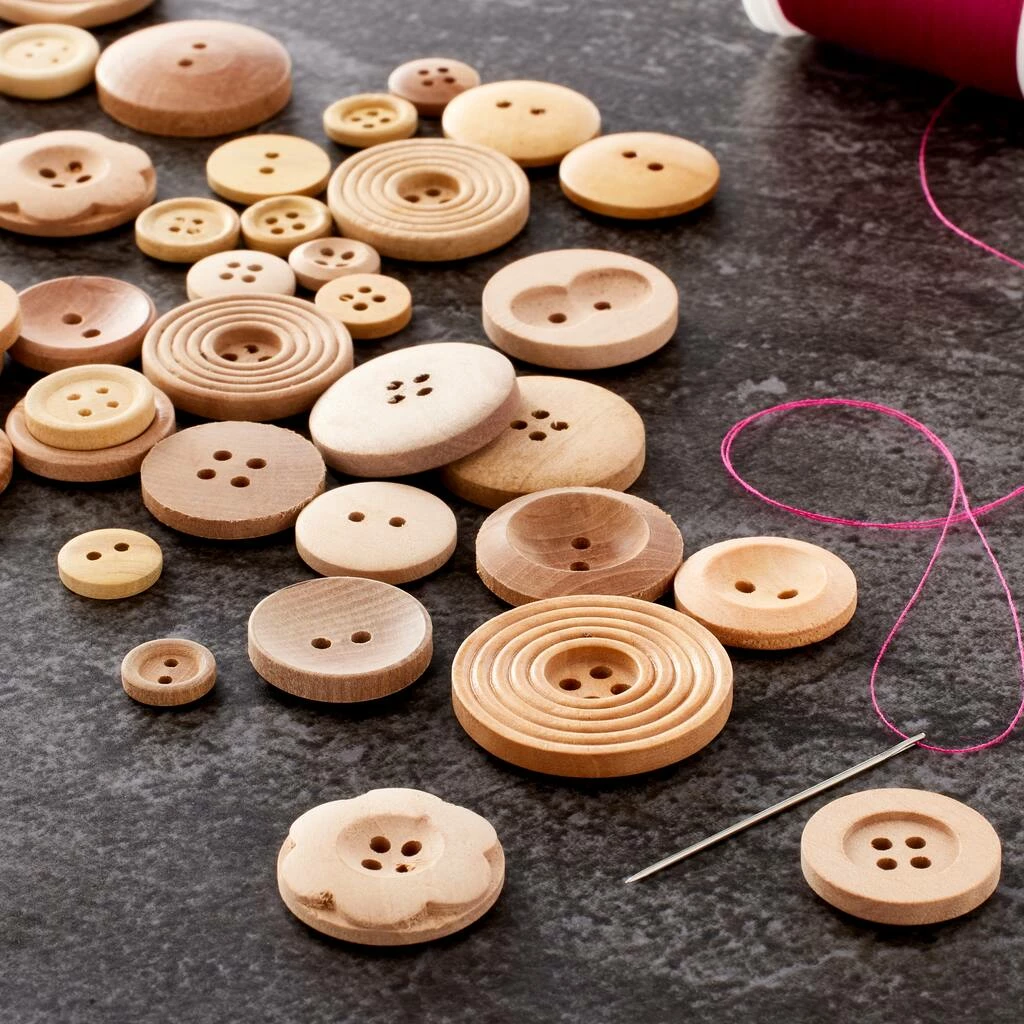 Top 10 🥰 12 Pack: Light Brown Wooden Buttons Set by Loops & Threads® ❤️ - Image 2