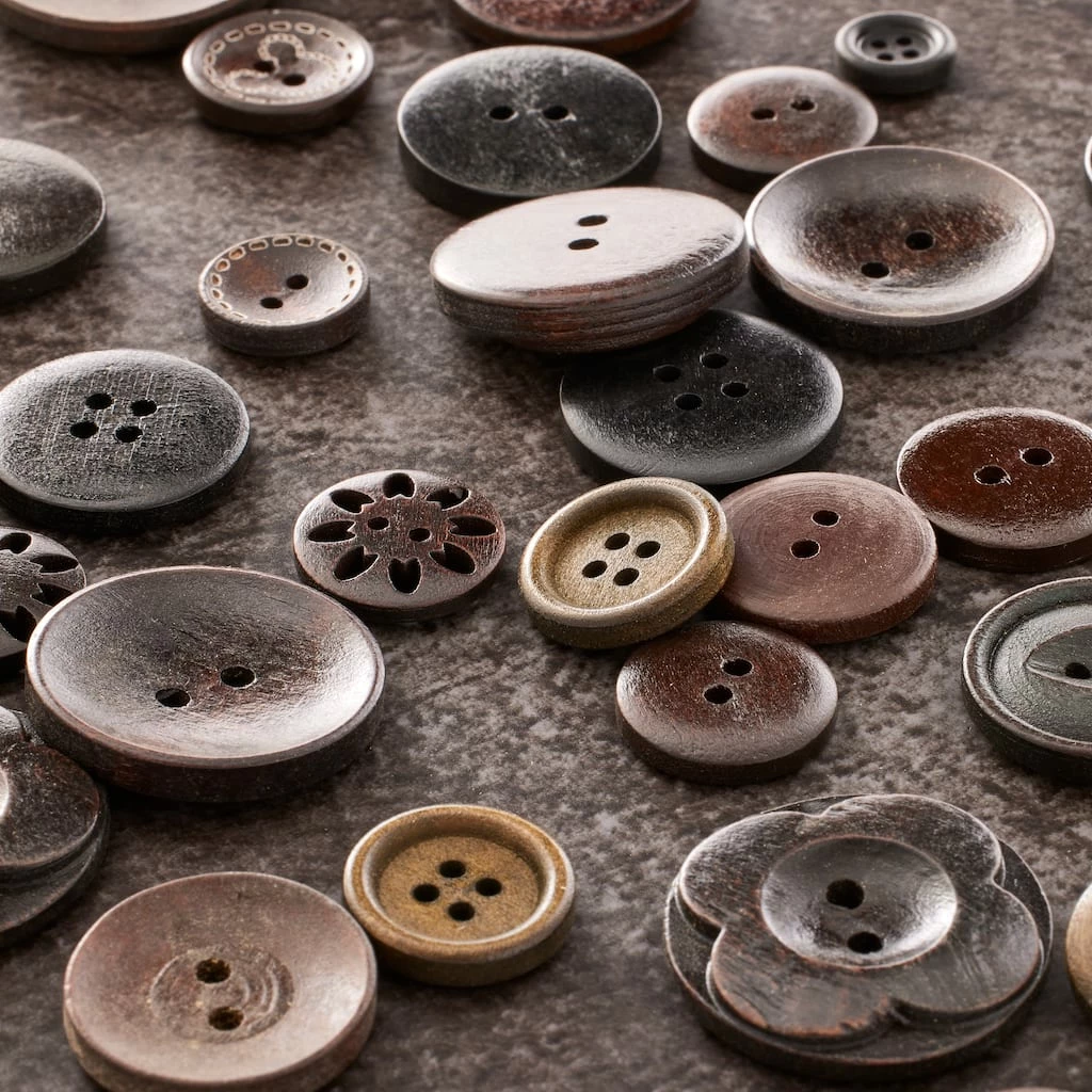 Wholesale ✔️ 12 Pack: Dark Brown Wooden Buttons Set by Loops & Threads® 🥰 - Image 2